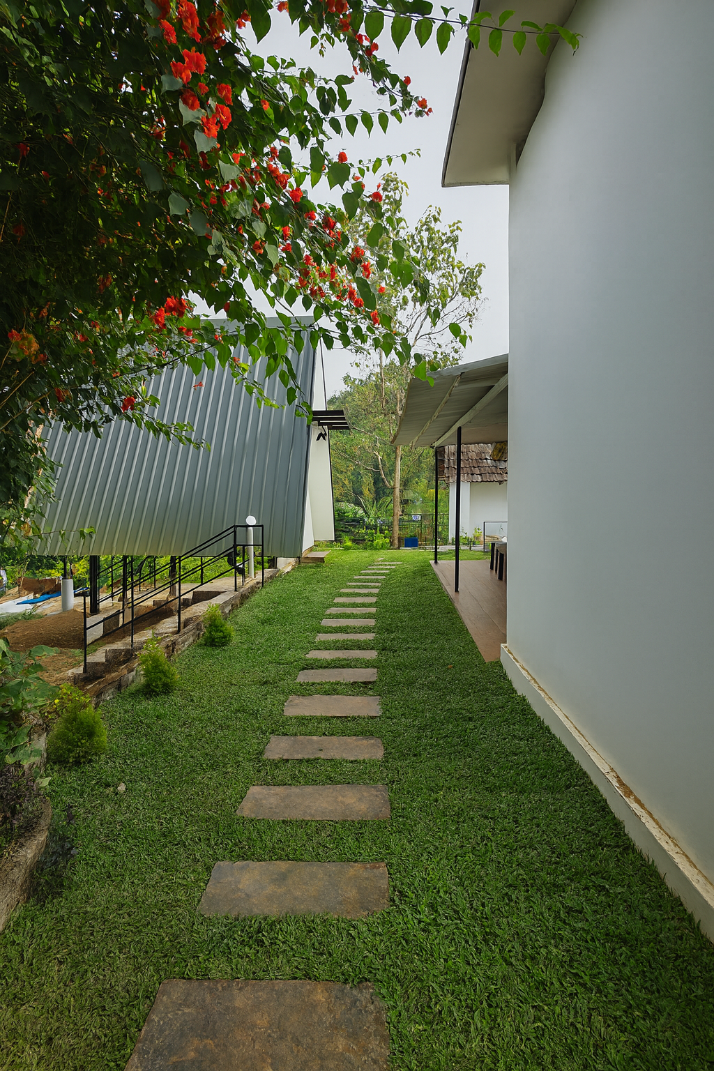 Warm interior of an A-frame cottage